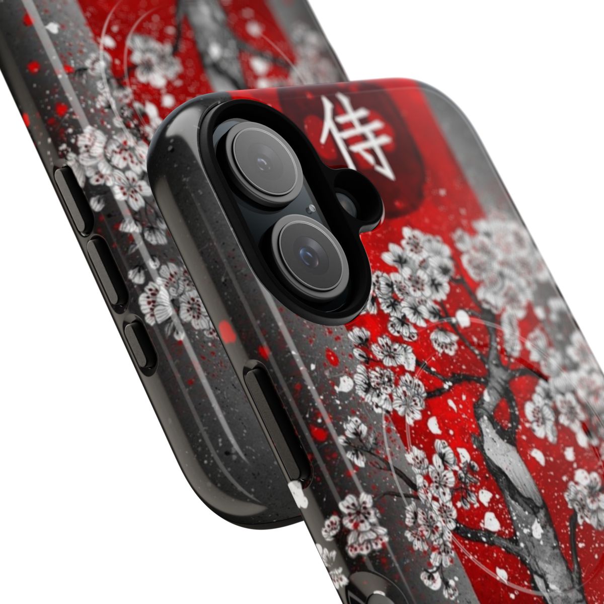 Stylish phone case with samurai, sakura, and katana design - Detail