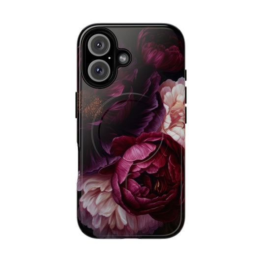 Vintage-inspired moody floral botanical phone case with a baroque, mysterious design.