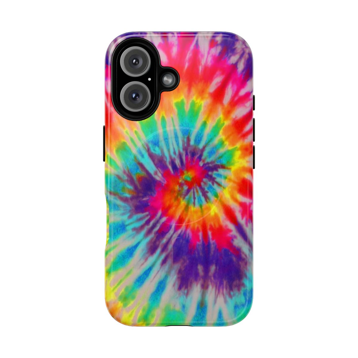 Colorful tie dye pattern on a durable magnetic phone case