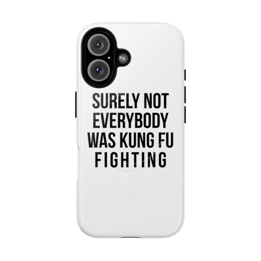 Magnetic tough phone case with a humorous "Kung Fu Fighting" inspired dad joke graphic