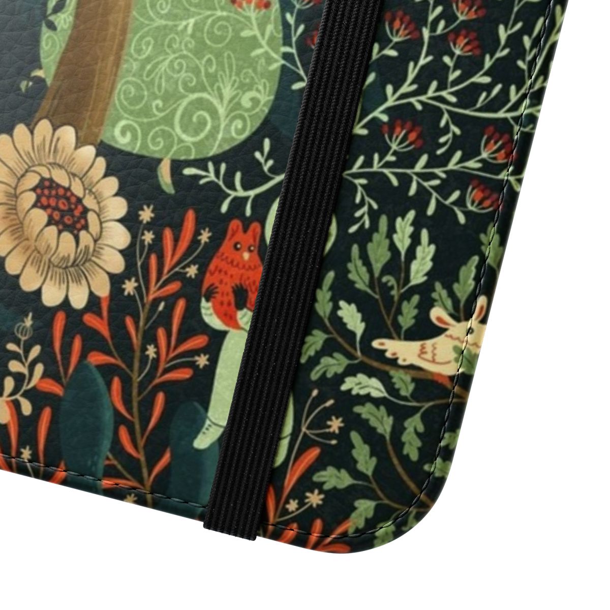 Whimsical and magical phone case with a forest and fantasy design - Close Up