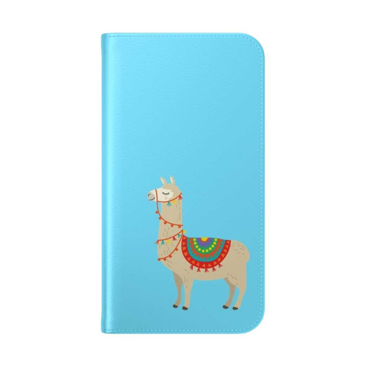 Colorful phone case with a fun party llama design - Folded Back