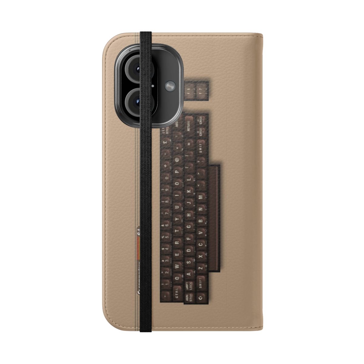 Vintage Commodore 64 inspired flip cover phone case - Folded Front