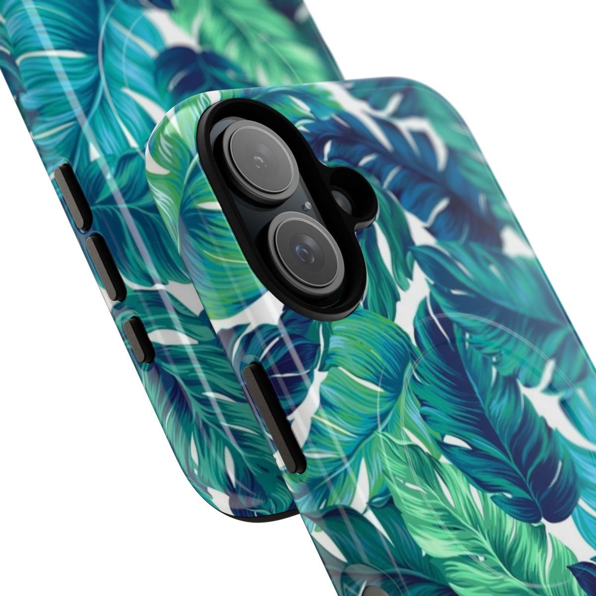 Colorful and vibrant tropical banana leaf pattern phone case - Detail