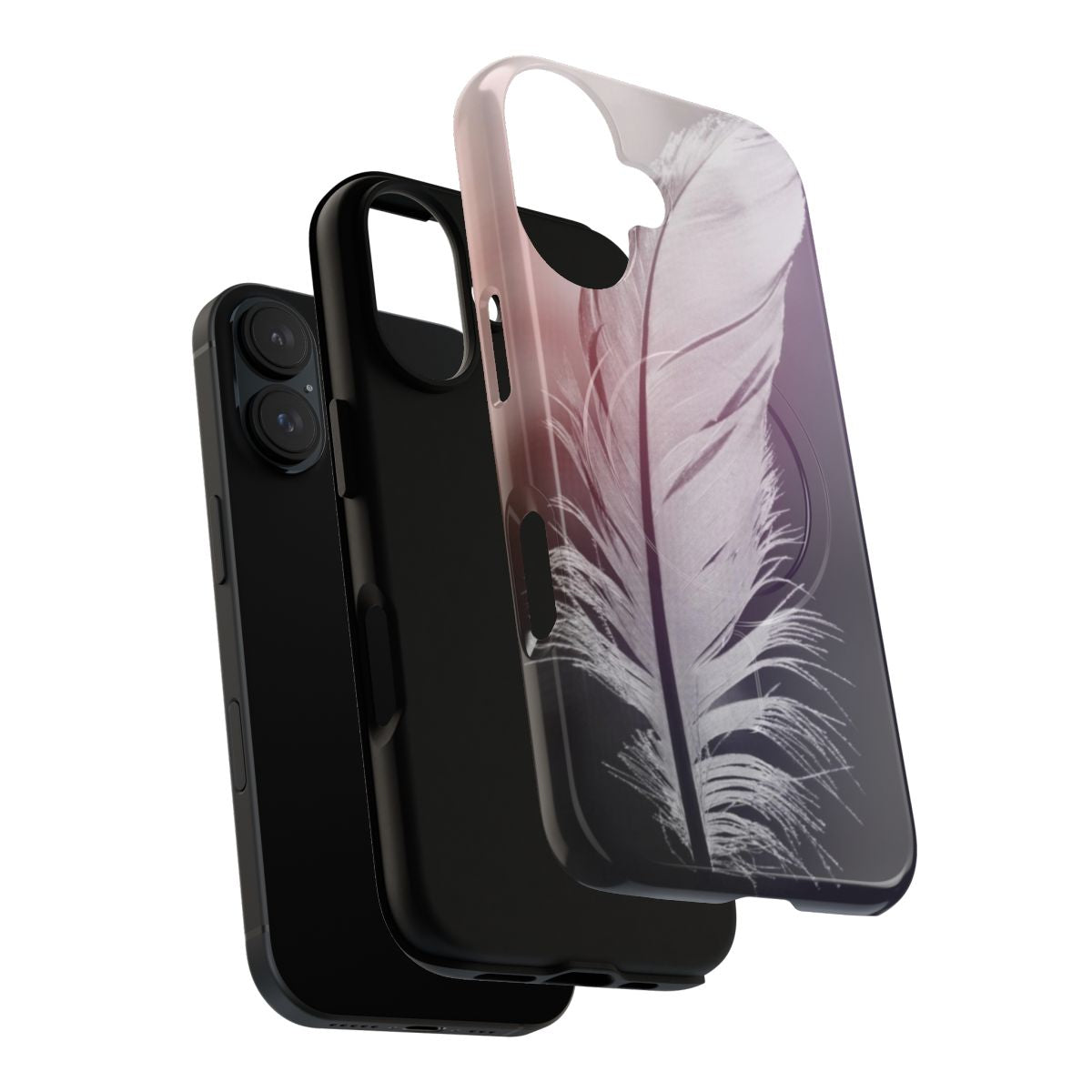 Pastel-toned feather design on a magnetic tough phone case - Layers