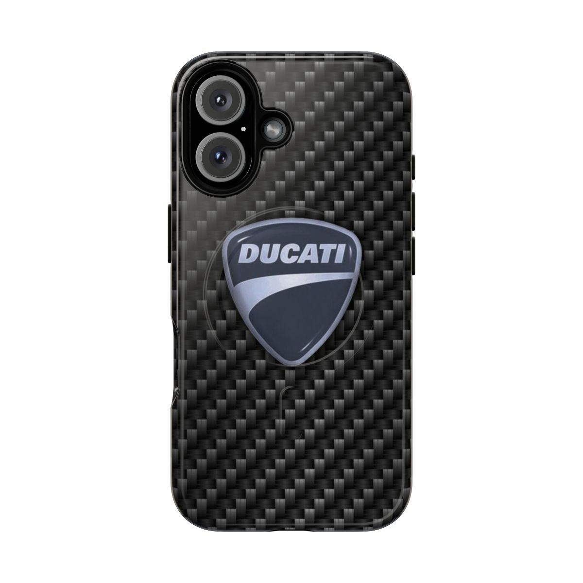 Forged carbon fiber phone case with abstract black car design