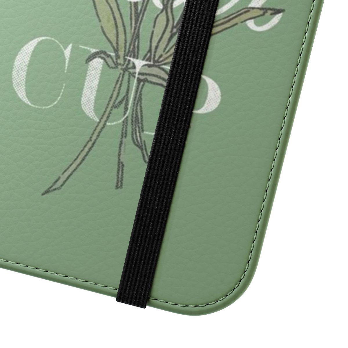 Mint green phone case with a vintage floral design, perfect for showcasing Southern charm. - Close Up