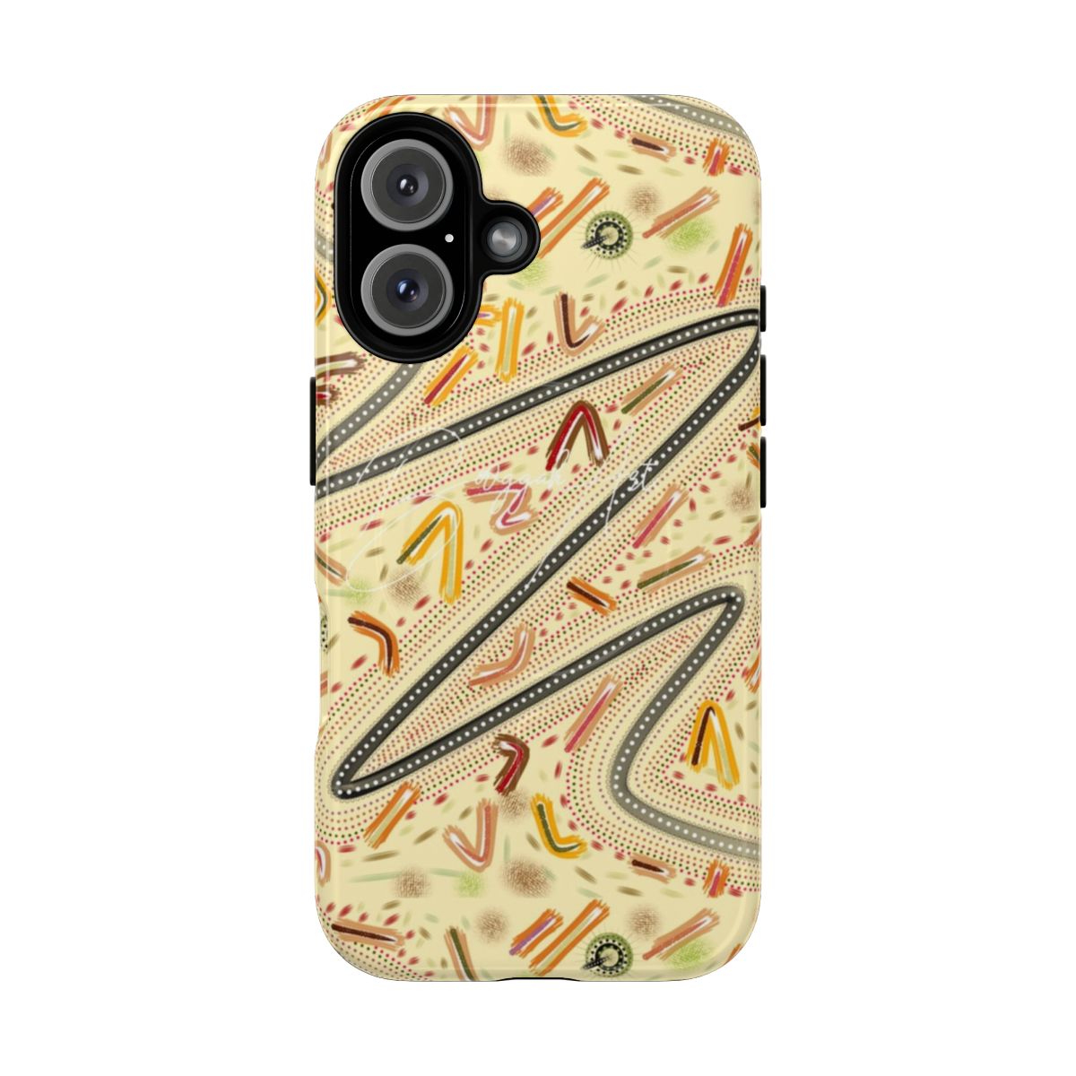 Magnetic phone case with Aboriginal digital art design