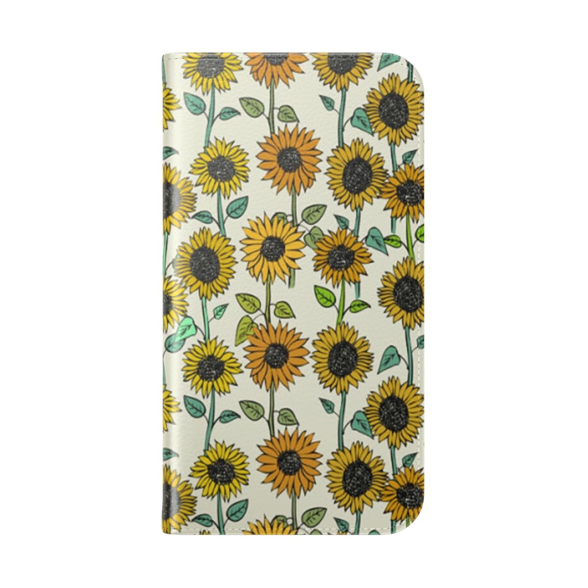 Vibrant sunflower phone case with a painted floral design - Folded Back