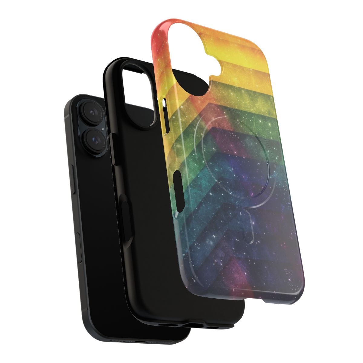 Artistic abstract art and space themed phone case with colorful lines and ombre gradient design - Layers