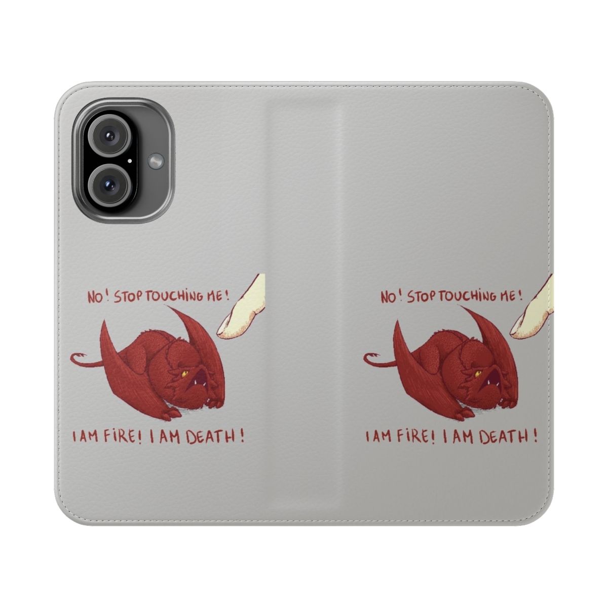 A dragon-themed flip cover phone case for Pixel devices, featuring the iconic dragon Smaug from the Lord of the Rings universe.