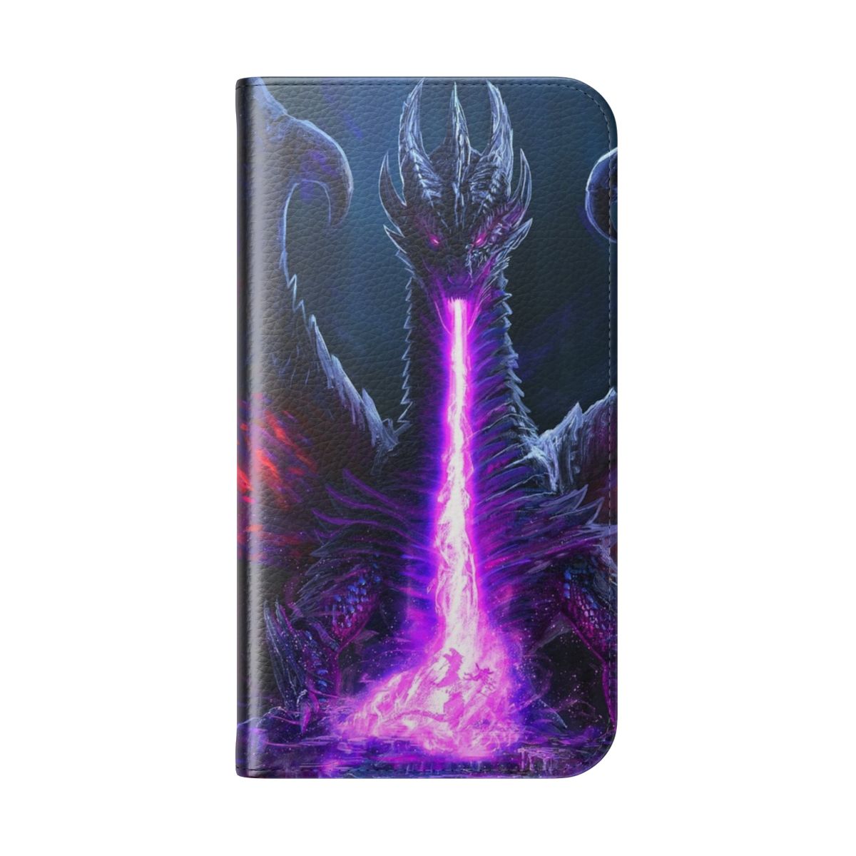 Flaming black dragon fire graphic phone case - Folded Back