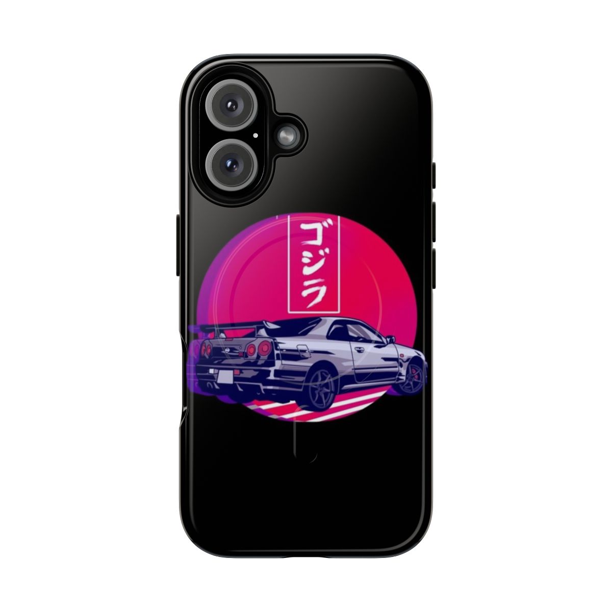 Sunset-themed magnetic tough case for GTR R34 and Nissan Skyline phones