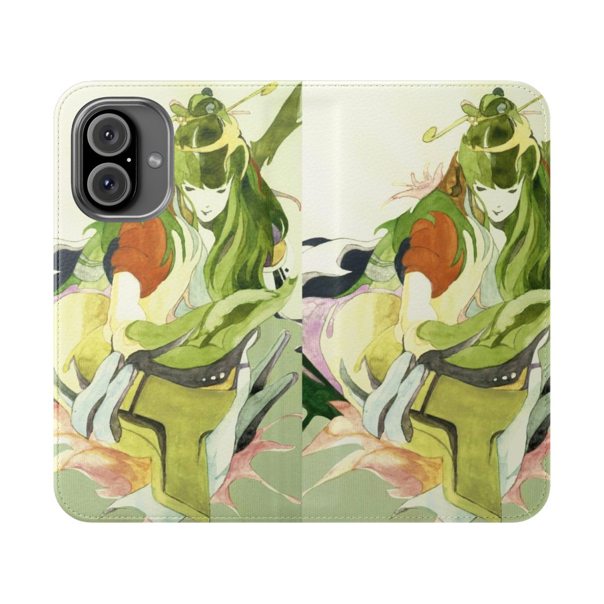 Nujabes-inspired flip cover phone case with artistic design