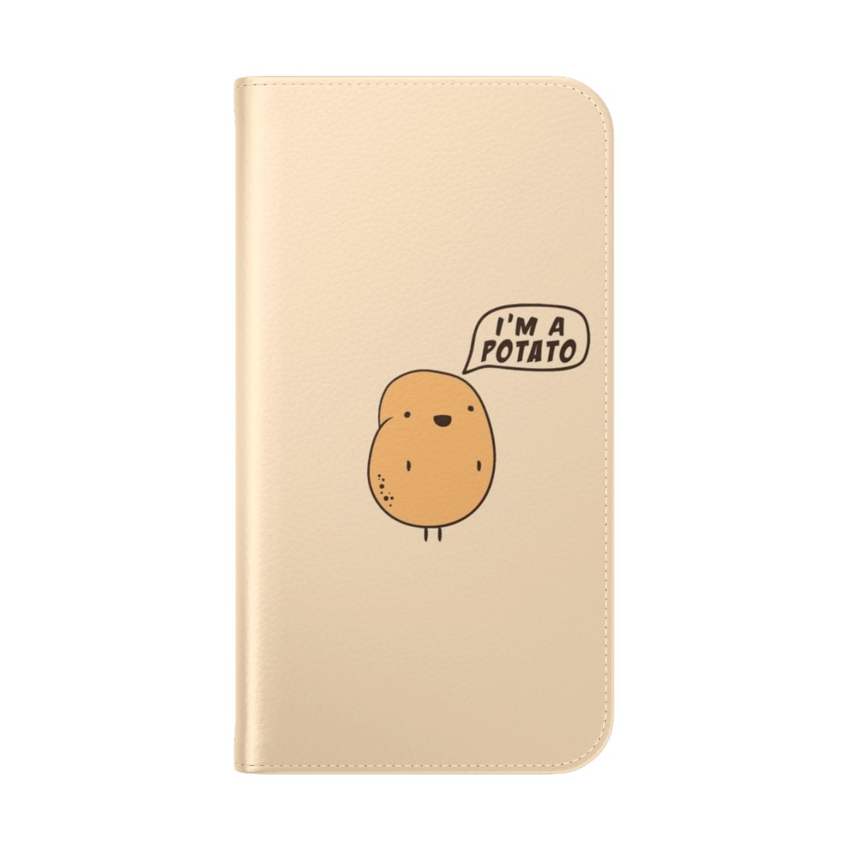 A flip phone case with a cute potato design. - Folded Back