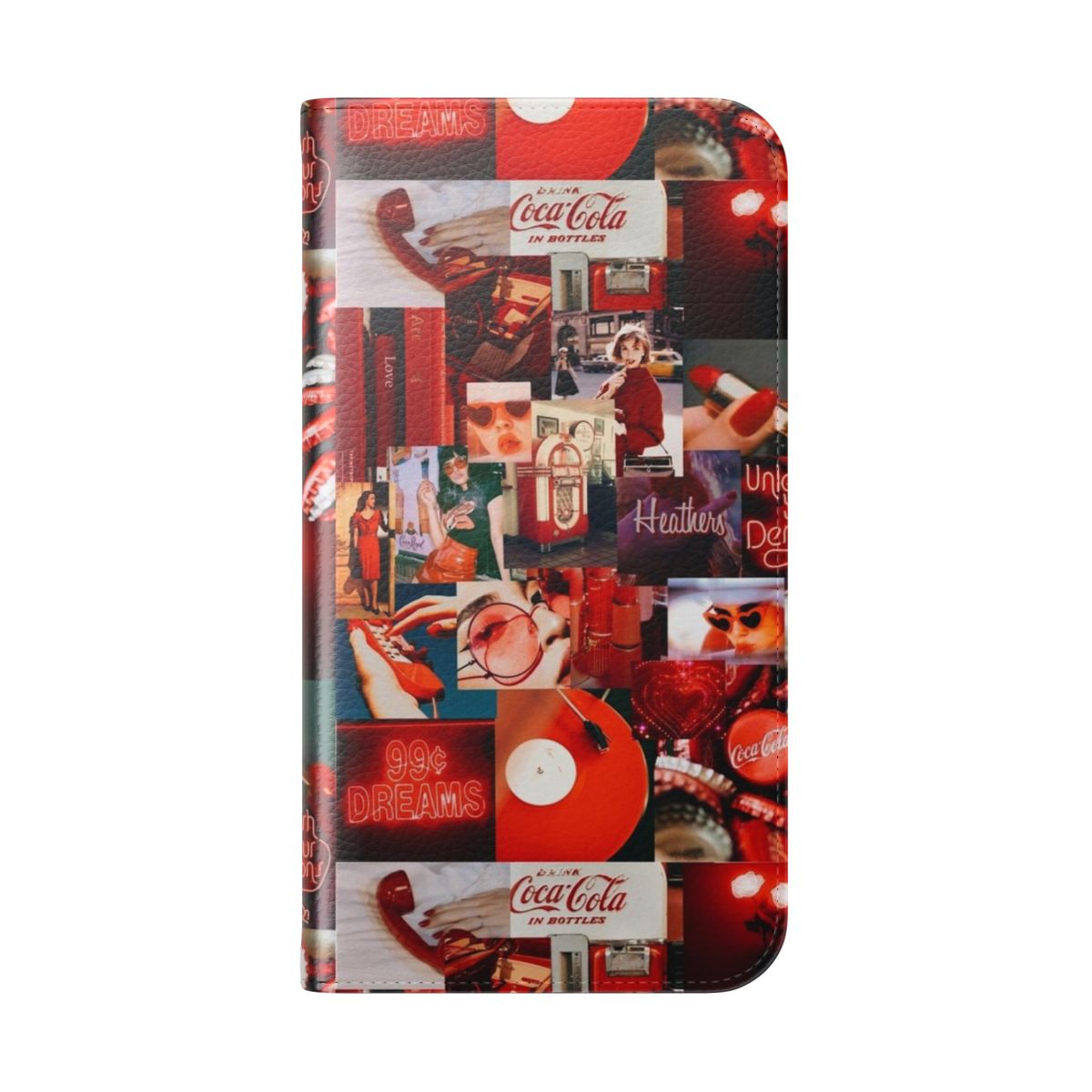 Vintage red aesthetic collage design on a flip phone case - Folded Back