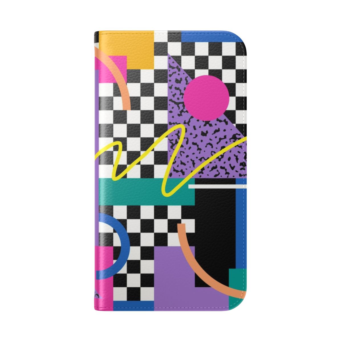 Retro Memphis pattern 90s 80s style flip phone case - Folded Back