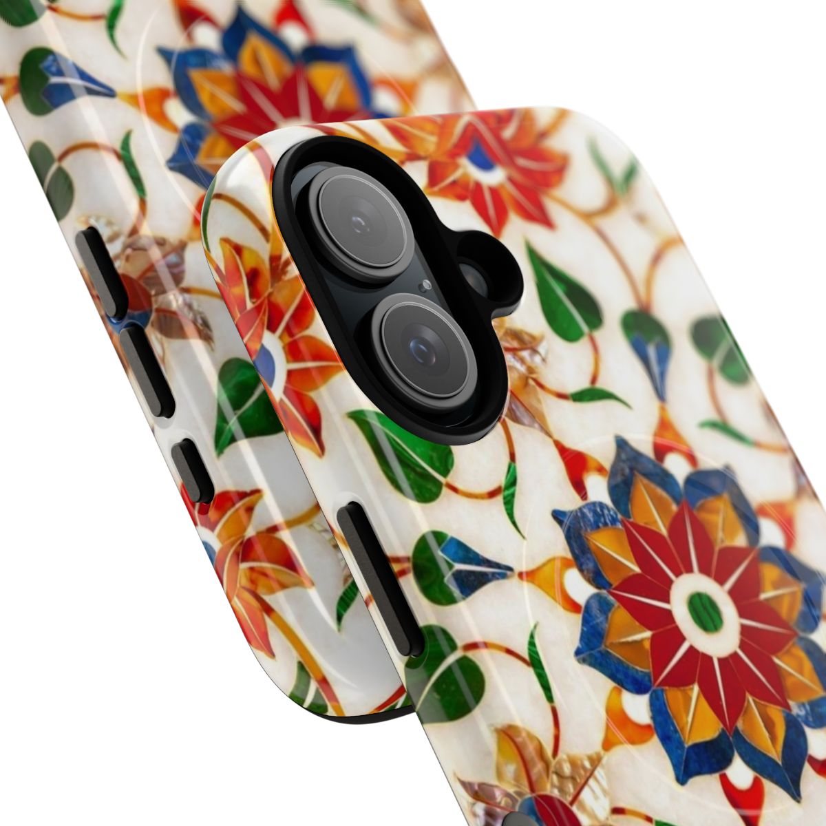 Taj Mahal inspired floral design magnetic tough phone case - Detail