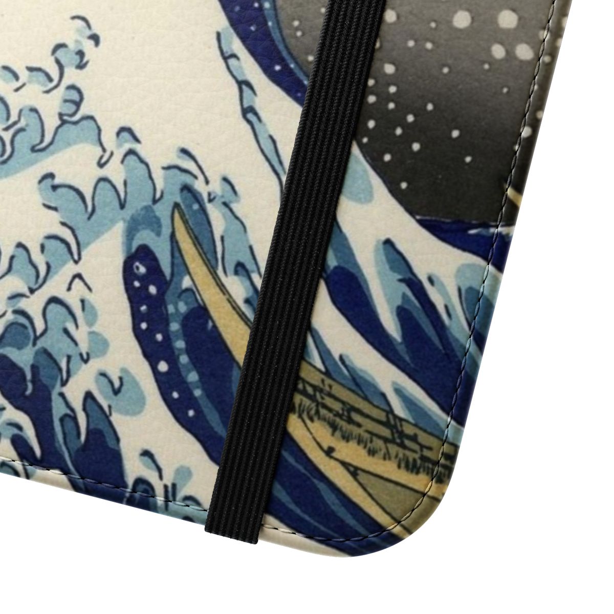 Stylish phone case featuring the iconic "The Great Wave off Kanagawa" artwork by the renowned Japanese artist Hokusai. - Close Up