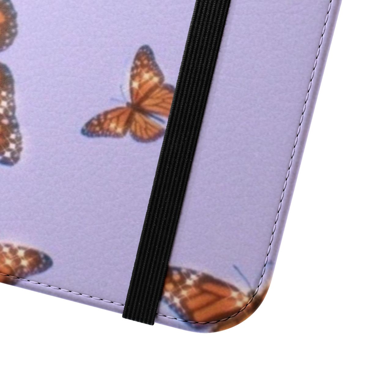 Elegant butterfly phone case with a pastel purple pattern - Close Up