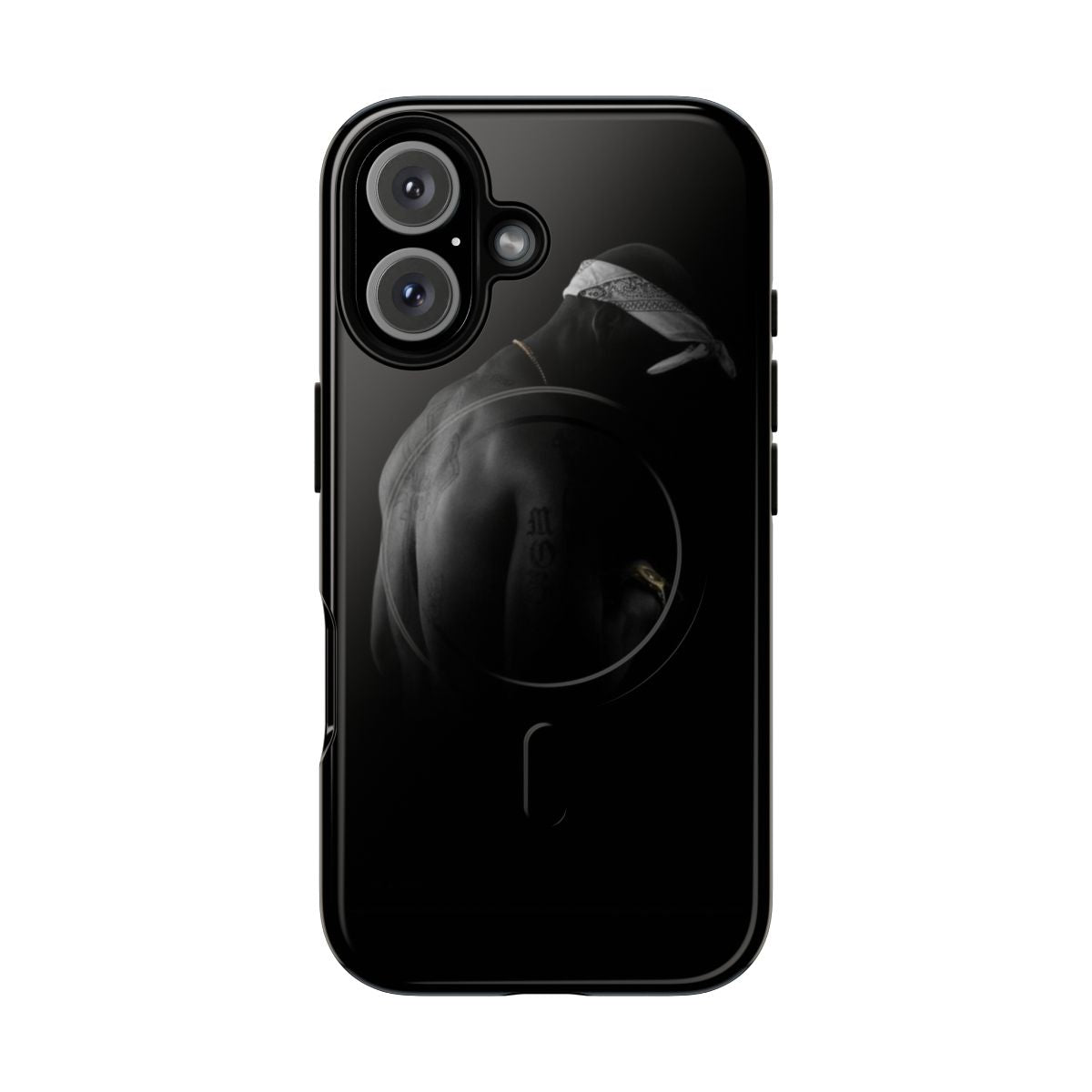 Black magnetic phone case with 2pac design