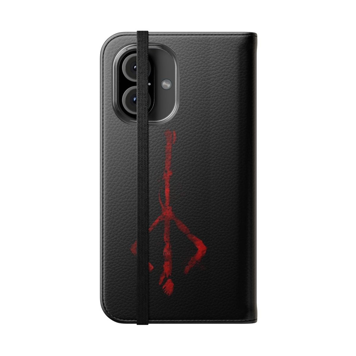 A dark and gothic fantasy-themed flip phone case inspired by the game Bloodborne, featuring the iconic hunter's mark. - Folded Front