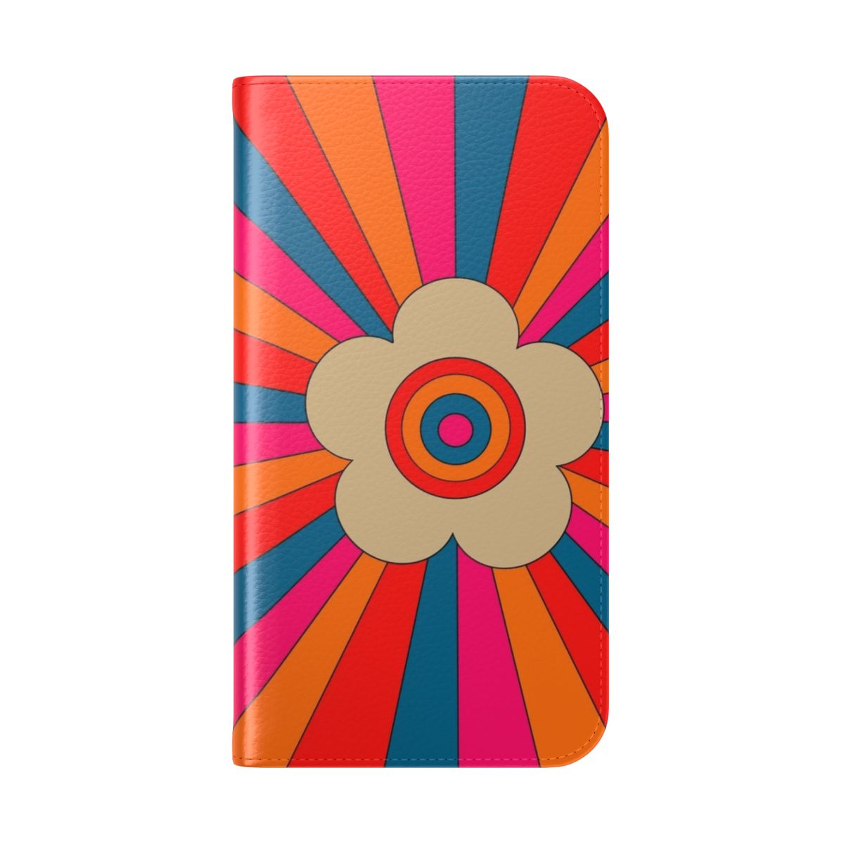 Vibrant retro floral pattern phone case with a 1960s flower power design - Folded Back