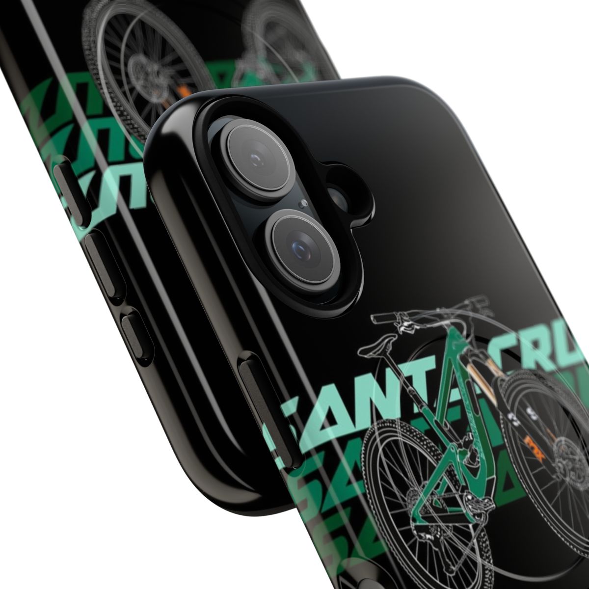 Green magnetic phone cases for mountain biking and cycling enthusiasts - Detail