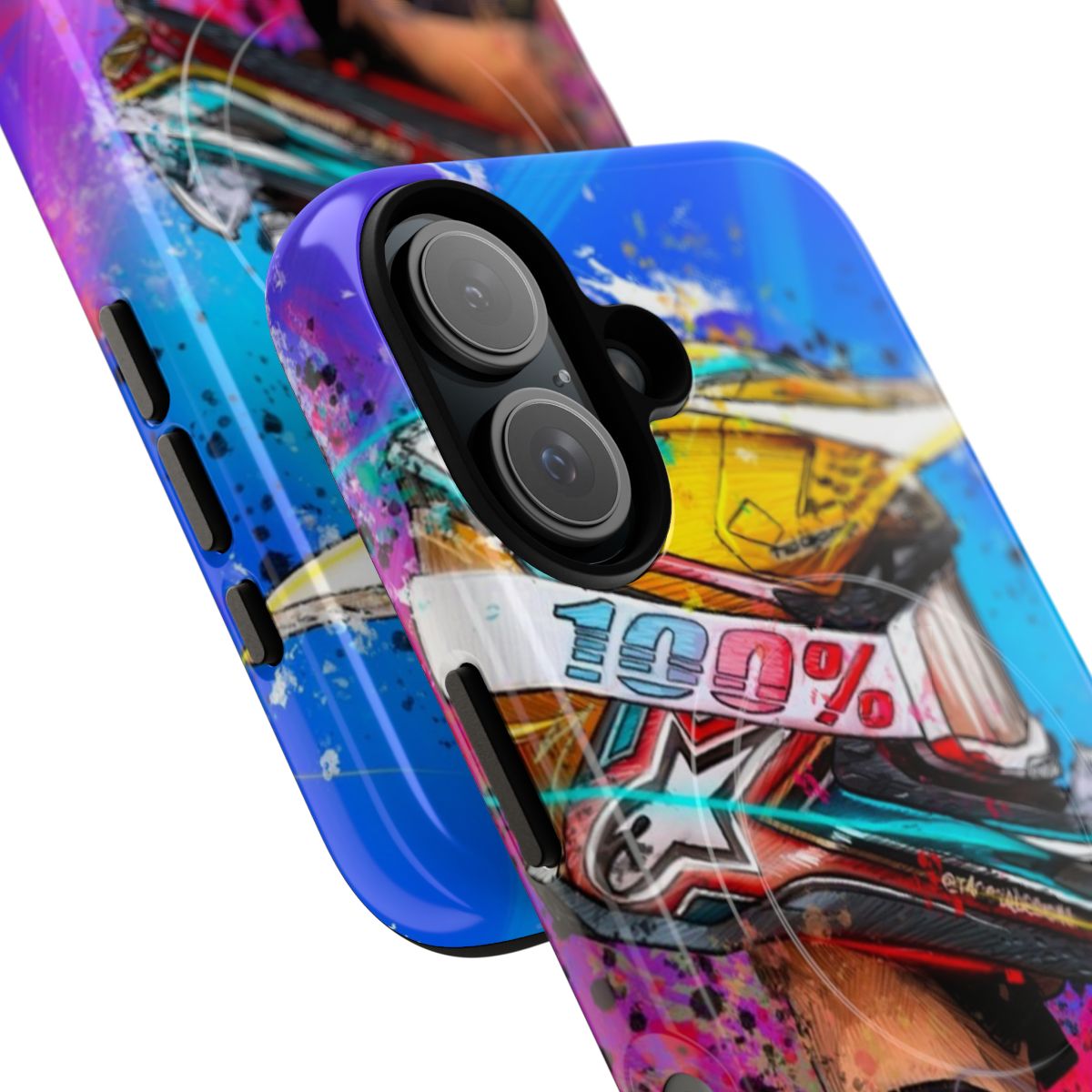 Graffiti-Inspired Tough Magnetic Phone Cases for Dirt Bike Enthusiasts - Detail