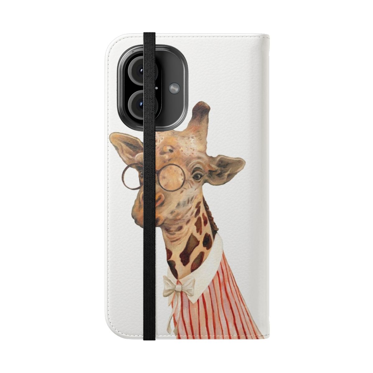 Giraffe print phone case with a stylish flip cover design - Folded Front