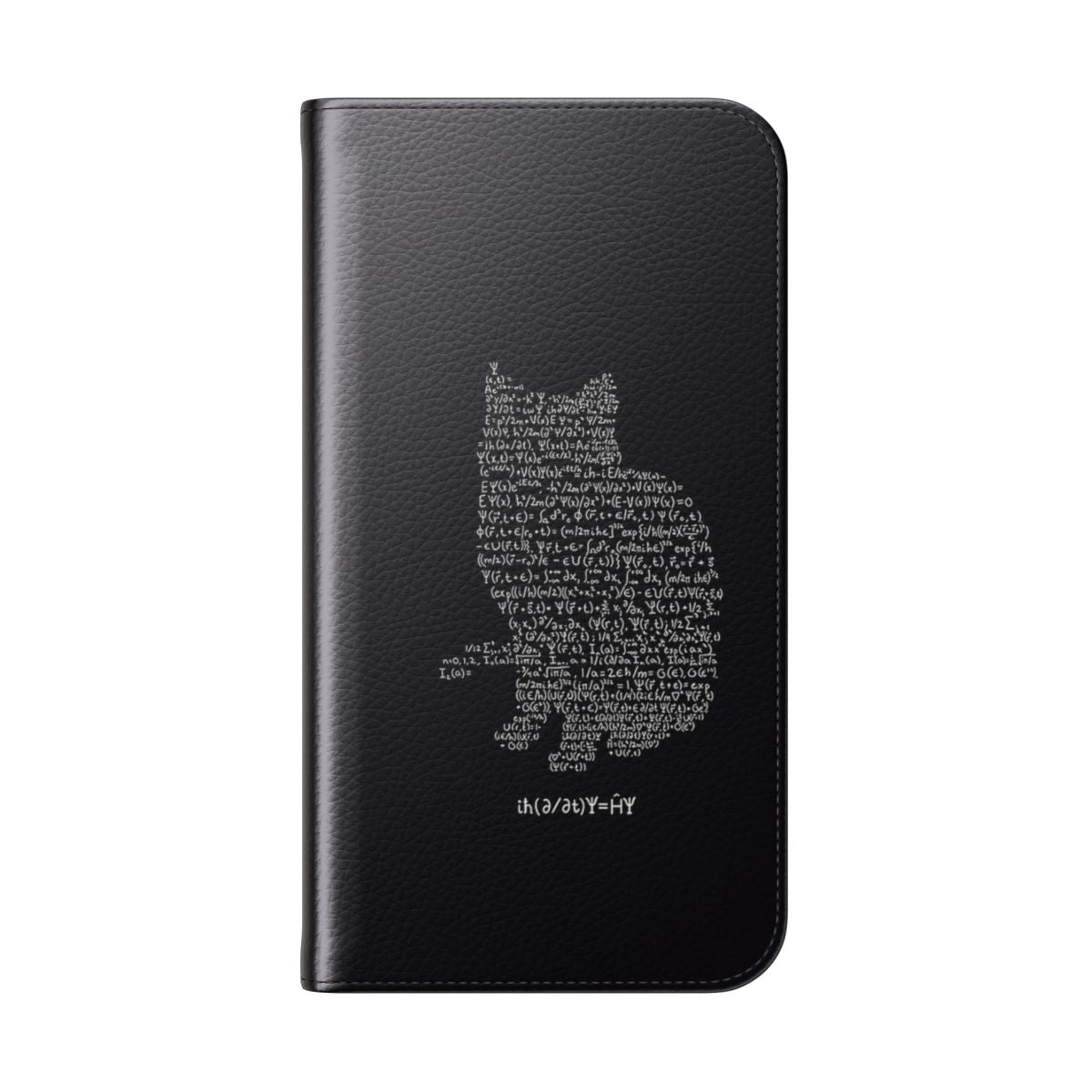 Schrödinger's Cat Flip Phone Case featuring a quantum physics design - Folded Back