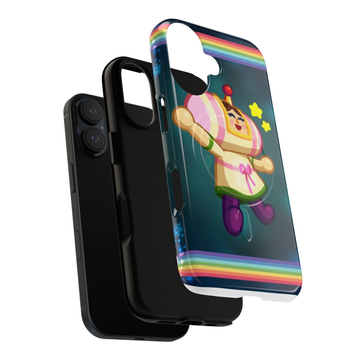 Colorful and whimsical phone case featuring a happy galaxy-inspired Katamari design - Layers