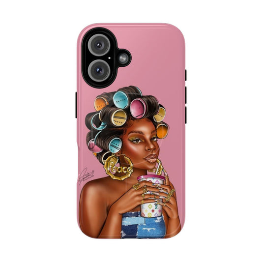 Roller Set Babygirl Magnetic Tough Phone Case with Stylish 90s Black Girl Art and Melanin Illustration