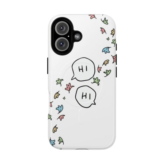 Heartstopper-inspired magnetic tough phone case featuring the characters Nick Nelson and Charlie Spring