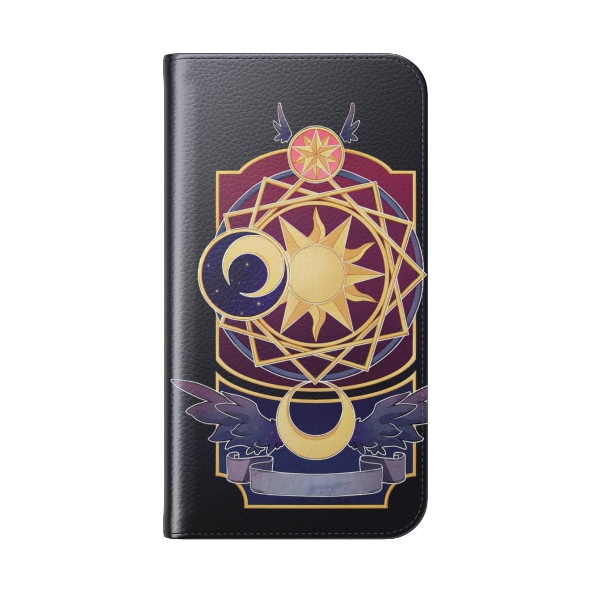 Flip cover phone case with Cardcaptor Sakura's magical spell circle design - Folded Back