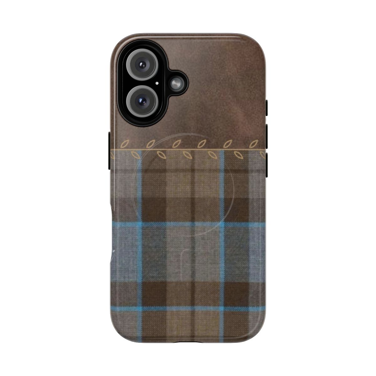 Outlander-inspired plaid and leather magnetic tough phone case