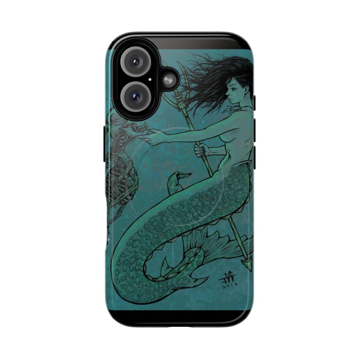 Magnetic tough phone case with fantasy designs including mermaid, skull, and horror elements