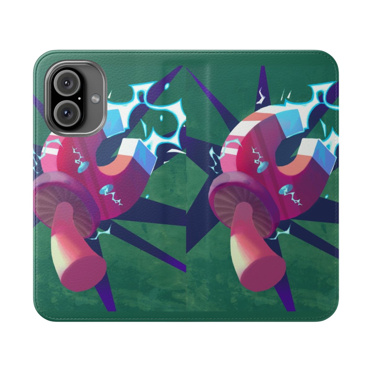 Magnetic phone case with a mushroom design inspired by the Plants vs Zombies video game series