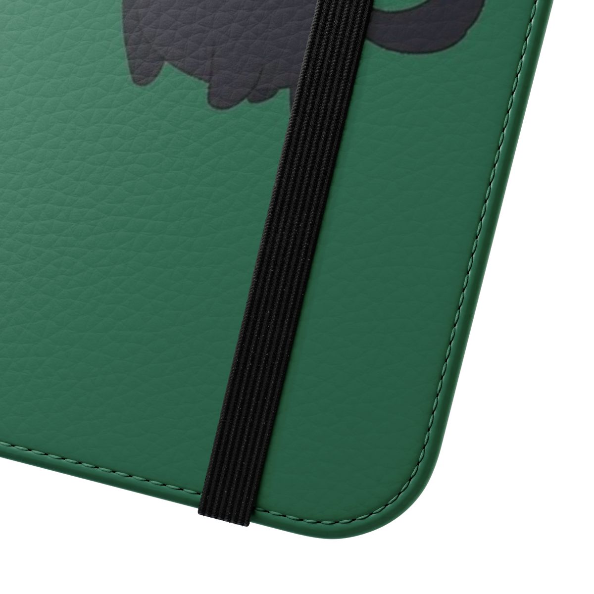 Black cat phone case with Loki chibi design - Close Up