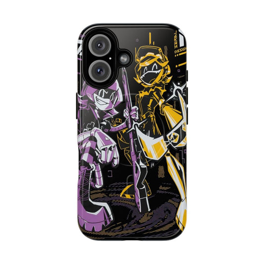 A durable, magnetic phone case featuring the characters and symbols from the popular series "Murder Drones".