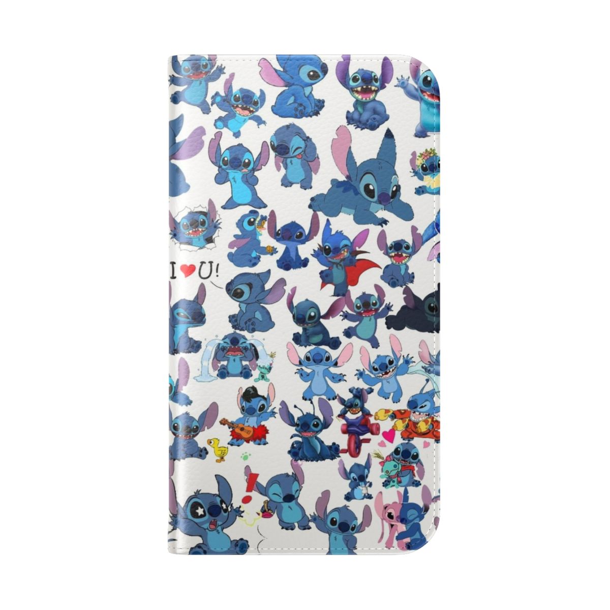 Vibrant blue Stitch character phone case with cute, playful design - Folded Back