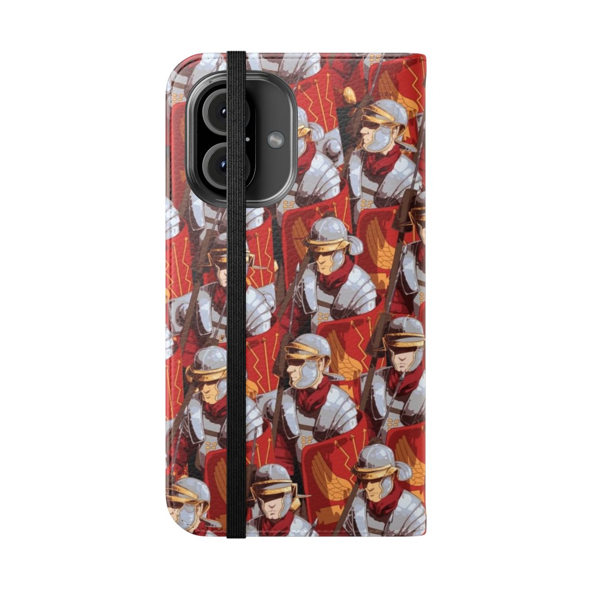 Stylish phone case featuring a bold legionary pattern inspired by ancient Rome - Folded Front