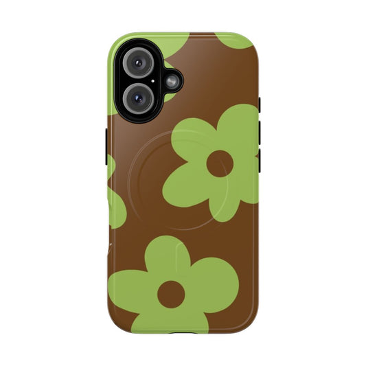 A brown and green phone case with a floral design, inspired by Tyler the Creator's Golf le Fleur brand.