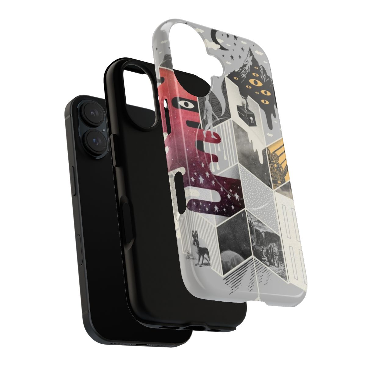 Surreal and abstract phone case with magnetic closure and tough design - Layers