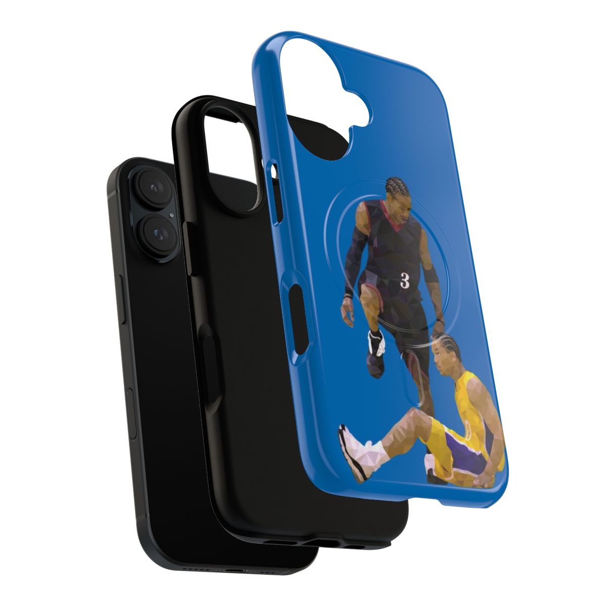 Low polygon illustration of Allen Iverson stepping over Tyronn Lue on a magnetic, tough phone case - Layers