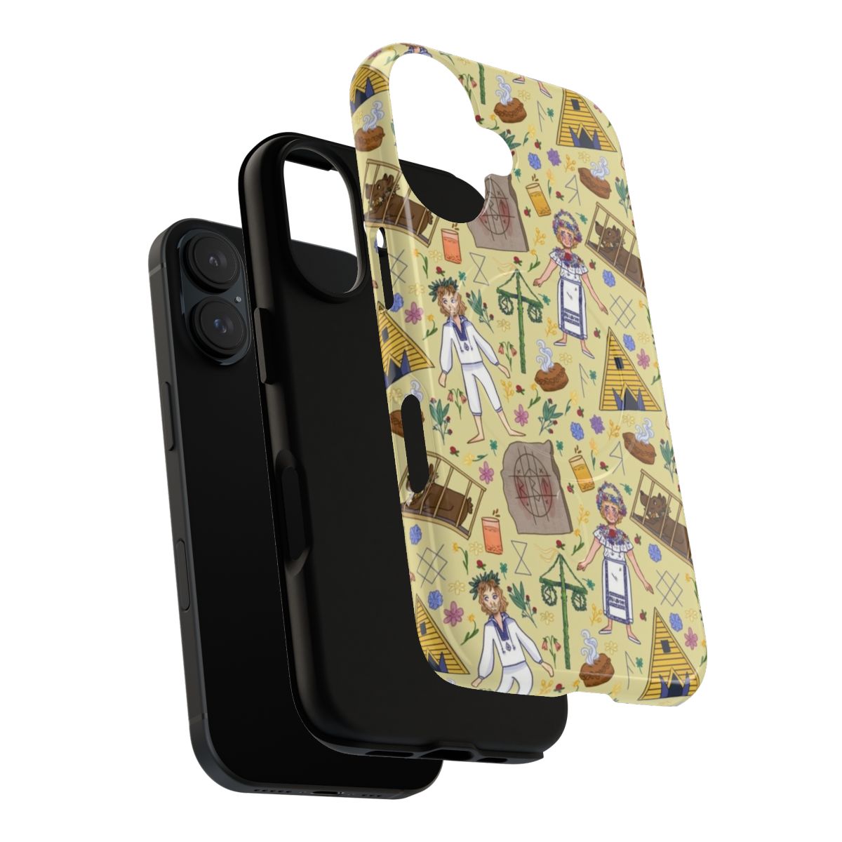 Midsommar inspired pattern magnetic tough phone case - Layers