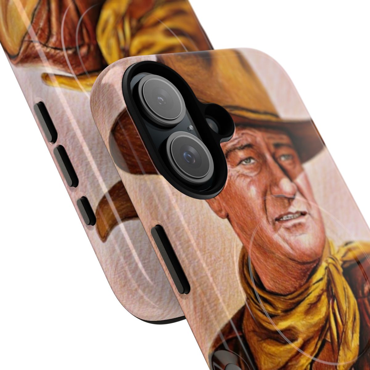 Magnetic phone case with tough John Wayne design - Detail