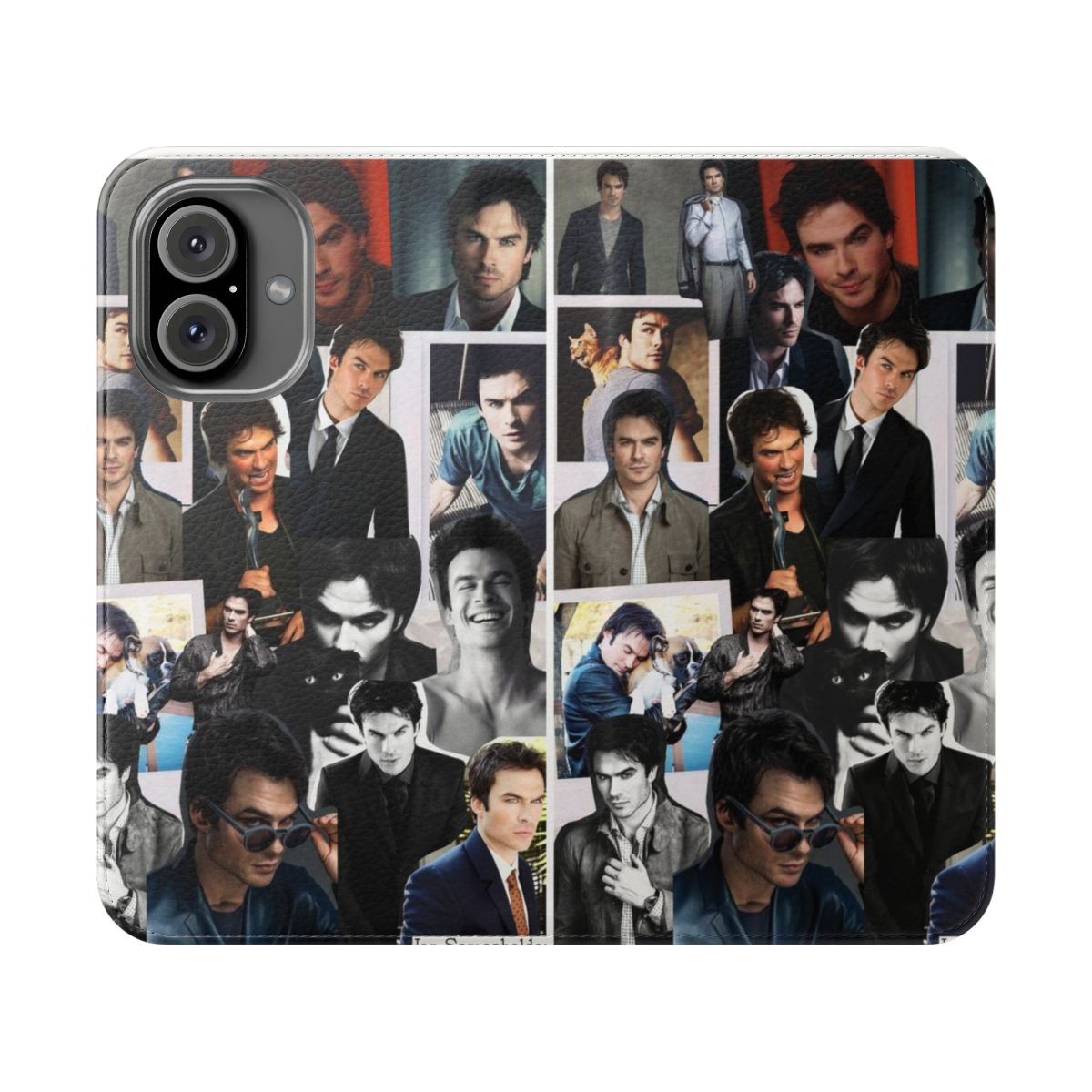 Flip cover phone case featuring a portrait of Ian Somerhalder as Damon Salvatore from The Vampire Diaries