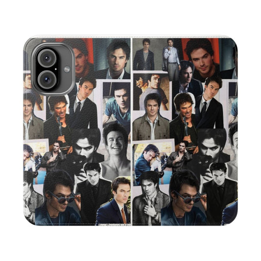 Flip cover phone case featuring a portrait of Ian Somerhalder as Damon Salvatore from The Vampire Diaries