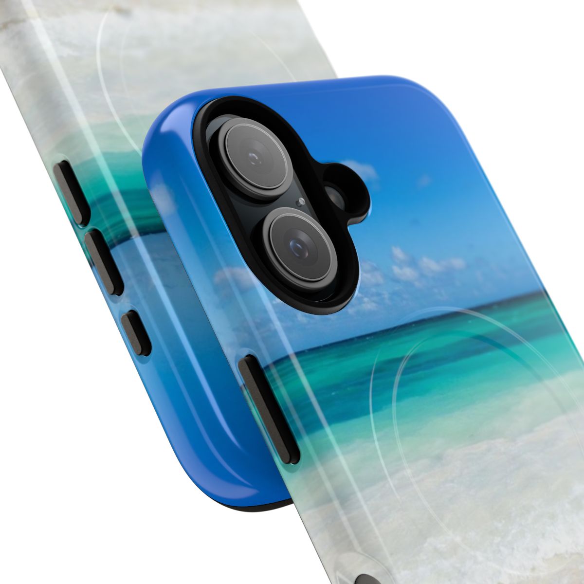 Coastal waves design on a magnetic protective phone case - Detail